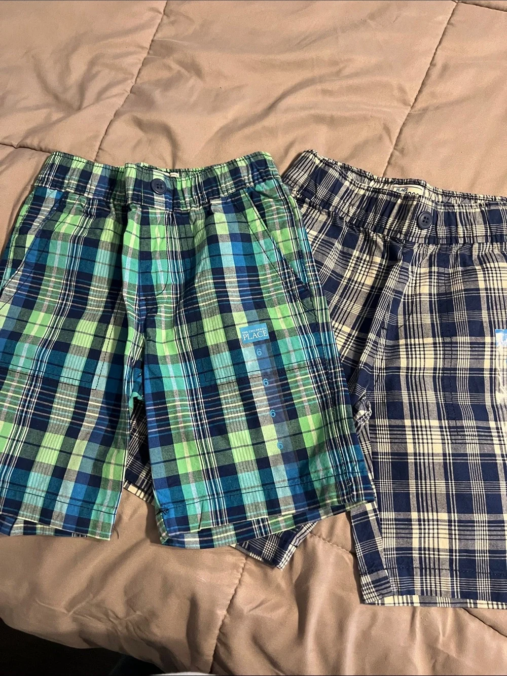 2 The Children's Place Green & Blue Plaid Kids Shorts - 6